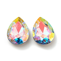 ガラスラインストーンカボション  ポイントバック＆バックメッキ  多面カット  ティアドロップ  アクアマリン  25x18x7mm