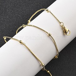 女性用真鍮サテライトチェーンネックレス  304ステンレススチール製カニカン付き  ラックめっき  鉛フリー＆カドミウムフリー  長持ちメッキ  18KGP本金メッキ  17.87x0.04インチ（45.4x0.1cm）&nbsp;NJEW-D302-16G