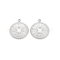304ステンレススチールペンダントエナメルセッティング  フラットラウンド  ステンレス鋼色  18x15x2mm  穴：1.5mm&nbsp;STAS-N097-164P