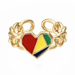 Brass Enamel Cuff Rings&nbsp;RJEW-N035-003-NF