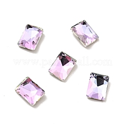 K9ガラスラインストーンカボション  フラットバック＆バックメッキ  多面カット  長方形  ミックスカラー  8x6x2.5mm&nbsp;RGLA-F076-B
