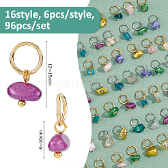 96 個 16 スタイルのガラスペンダント  真鍮製の金具と304ステンレススチール製の丸カン付き  混合図形  ミックスカラー  12~15mm  6個/スタイル&nbsp;PALLOY-FH00075