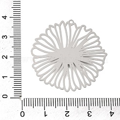 304ステンレスペンダント  ひまわりチャーム  エッチングされた金属装飾  ステンレス鋼色  36x35x0.3mm  穴：1.2mm&nbsp;STAS-G396-17P