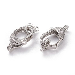 Brass Micro Pave Clear Cubic Zirconia Lobster Claw Clasps&nbsp;KK-C100-43G-P