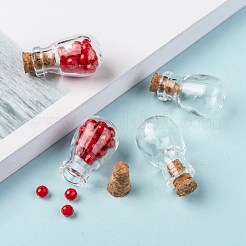 ビーズコンテナの楕円形のガラス瓶  コルク栓付き  ウィッシングボトル  透明  2.5x1.5mm  穴：0.6のCM  ボトルネック：直径0.9m  容量：1.2ml（0.04液量オンス）&nbsp;AJEW-R045-09