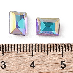ガラスラインストーンカボション  フラットバック＆バックメッキ  多面カット  長方形  バミューダブルー  8x6x3.7mm&nbsp;RGLA-L029-05A-BBLA