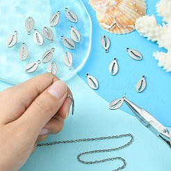 ステンレスペンダント201個  シェルチャーム  ステンレス鋼色  16.5x8x1.4mm  穴：1.8mm&nbsp;STAS-CJC0006-05