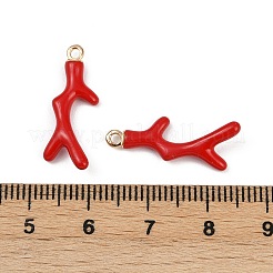 真鍮合金ペンダント  エナメル  ラックめっき  ゴールドカラー  珊瑚の枝  23x8.5x4mm  穴：1.5mm&nbsp;X-KK-R226-15G-03