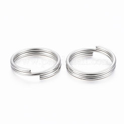 変色しにくい304ステンレススチール製スプリットリング  ダブルループ丸カン  ステンレス鋼色  10x1.5mm  内径約8.5mm&nbsp;STAS-H413-06P-A