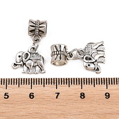 合金ヨーロッパダングルチャーム  大穴ペンダント  象  アンティークシルバー  23mm  穴：5mm&nbsp;PALLOY-YW001-07