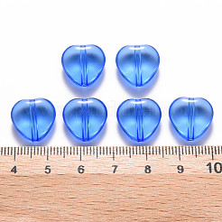 透明なアクリルビーズ  ハート  ブルー  13.5x13.5x5.5mm  穴：1.5mm  約775個/500g&nbsp;TACR-S154-54B-86