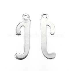 変色しにくい304ステンレススチールの文字ペンダント  文字.j  ステンレス鋼色  16.5x5x0.8mm  穴：1mm&nbsp;STAS-F039-01J-P