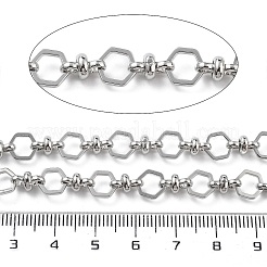 ラックメッキ真鍮六角リンクチェーン  溶接されていない  スプールで  長持ちメッキ  カドミウムフリー＆鉛フリー  プラチナメッキ  8x7x1mm&nbsp;CHC-G023-04P