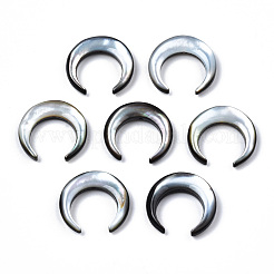 天然な黒リップシェルビーズ  三日月  19x20x4~4.5mm  穴：0.8mm  約6個/袋&nbsp;SSHEL-N034-122A-02