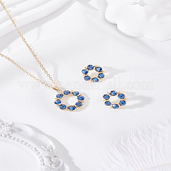 Wreath Alloy Rhinestone Pendant Necklace & Stud Earring Sets&nbsp;SJEW-LP0001-56B
