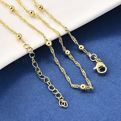 3.5MM Brass Round Ball Singapore Chain Necklaces&nbsp;NJEW-M108-39G