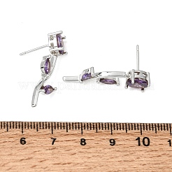 Brass Micro Pave Cubic Zirconia Stud Earrings&nbsp;KK-CBA8324-20P