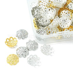 100個3スタイルの鉄製ビーズキャップ  マルチ花弁  プラチナ·ゴールデン  12x4.5mm&nbsp;IFIN-YW0001-77