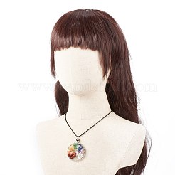 Natural Mixed Gemstone Chips Braided Tree of Life Pendant Necklaces&nbsp;NJEW-JN03886-02