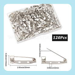 120 個の鉄のブローチパーツ  バックバーピン  プラチナ  26x4.5mm  穴：2mm  ピン：0.5mm&nbsp;IFIN-SP0001-35P