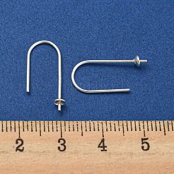 925スターリングシルバーピアスフック  片穴ビーズ用イヤーワイヤー  s925スタンプあり  銀  21ゲージ  19x10x3mm  ピン：0.7mm&nbsp;STER-NH0001-40S