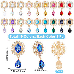 19Pcs 19 Colors Alloy Flat Back Cabochons&nbsp;FIND-GF0002-62