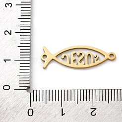 201 Stainless Steel Hollow Religion Jesus Fish Connector Charms&nbsp;STAS-V014-03G