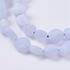 天然石ブルーレースアゲートビーズ連売り  艶消し  ナゲット  6~10x5~8x3~7mm  穴：1mm  約53個/連  14.9インチ&nbsp;G-J374-10