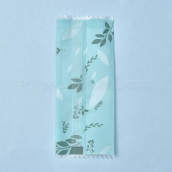 プラスチックバッグ  手作り＆プリントの葉柄の言葉で  ビスケットを梱包するためのバッグ  バッグヒートシーラーに使用可能  長方形  薄緑  9.6x3.9x0.02cm&nbsp;PE-K001-11