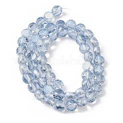 電気メッキガラスビーズセット  フラットラウンド  パール光沢メッキ  多面カット  スチールブルー  8x5mm  穴：1.2mm  約54個/連  15.51インチ（39.4cm）&nbsp;EGLA-L045-G-PL03