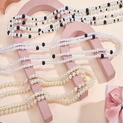 Baking Paint Pearlized Glass Pearl Round Beaded Long Necklaces&nbsp;NJEW-SW00066-02