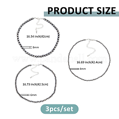 3Pcs 3 Styles CCB Round Beaded Necklaces&nbsp;NJEW-FH0001-32