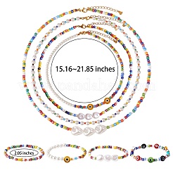 8Pcs 8 Style Natural Pearl & Glass Seed Jewelry Set&nbsp;SJEW-SW00004