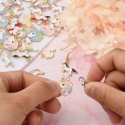40本10スタイルアロイエナメルペンダント  ユニコーン  ライトゴールド  カラフル  4個/スタイル&nbsp;ENAM-SZ0002-55