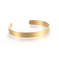 304ステンレススチールブランクカフバングル  名前入りバングル  ゴールドカラー  内径：50x63mm  幅：8mm&nbsp;X-BJEW-E361-11G