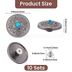 10Pcs Antique Silver Alloy Decorative Rivets&nbsp;BUTT-GF0004-22B