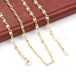 女性のための真鍮の楕円形のリンク チェーン ネックレス  カドミウムフリー＆鉛フリー  18KGP本金メッキ  17.44インチ（44.3cm）&nbsp;NJEW-P265-25G