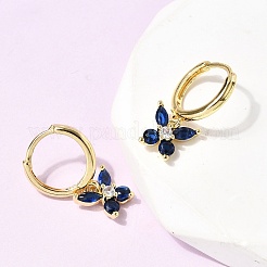 Butterfly Brass Micro Pave Cubic Zirconia Hoop Earrings&nbsp;EJEW-H180-16G