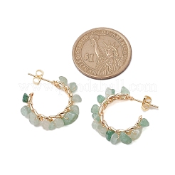 Copper Wire Wrapped Natural Gemstone Stud Earrings for Women&nbsp;EJEW-JE05843