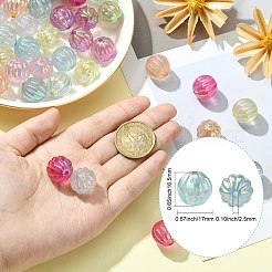 50 個の UV メッキレインボー虹色アクリルビーズ  カボチャ  ミックスカラー  17x16.5mm  穴：3.5mm&nbsp;PACR-CJ0001-28