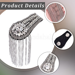 Teardrop Iron Chain Tassel with Rhinestone Epaulettes&nbsp;AJEW-WH20006-326C-P
