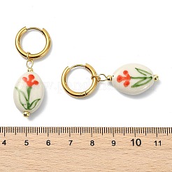 Printed Handmade Porcelain Dangle Earrings&nbsp;EJEW-JE07230