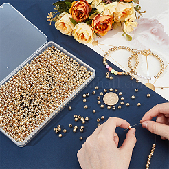 1200個のccbプラスチックビーズ  ラウンド  ライトゴールド  6x5mm  穴：1.5mm&nbsp;CCB-PH0001-31A