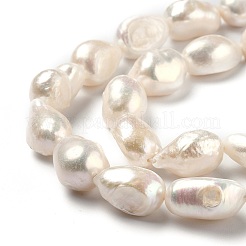 天然養殖淡水パールビーズ連売り  ライス  ビスク  12~20x9~12.5mm  穴：0.7mm  約23個/連  14.17インチ（36cm）&nbsp;PEAR-L033-36D