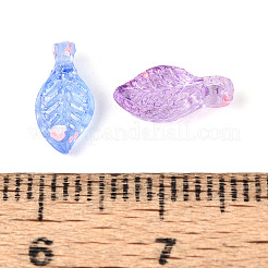 透明なスプレー塗装アクリルパーツ  葉のチャーム  ミックスカラー  10~10.5x5x3.5mm  穴：1.5~1.6mm  約7142個/500g&nbsp;ACRP-T011-07M