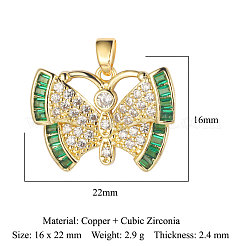 3Pcs Brass Micro Pave Cubic Zirconia Pendants&nbsp;ZIRC-OY001-61G