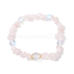 3Pcs Natural Quartz Crystal & Rose Quartz & Amethyst & Malaysia Jade & Synthetic Moonstone Beaded Stretch Bracelets for Women&nbsp;BJEW-JB12305