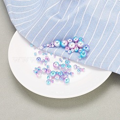 420Pcs 7 Style Rainbow ABS Plastic Imitation Pearl Beads&nbsp;OACR-YW0001-06