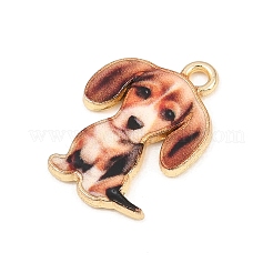 合金ペンダント  ラックめっき  犬のチャーム  印刷  カドミウムフリー＆ニッケルフリー＆鉛フリー  ゴールドカラー  ミックスカラー  20.5x16x1.5mm  穴：1.8mm&nbsp;FIND-B062-07A