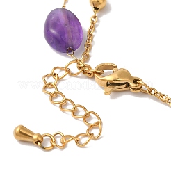 Nuggets Natural Amethyst & Imitation Pearl Multi-Strand Bracelets&nbsp;BJEW-P326-02A-G